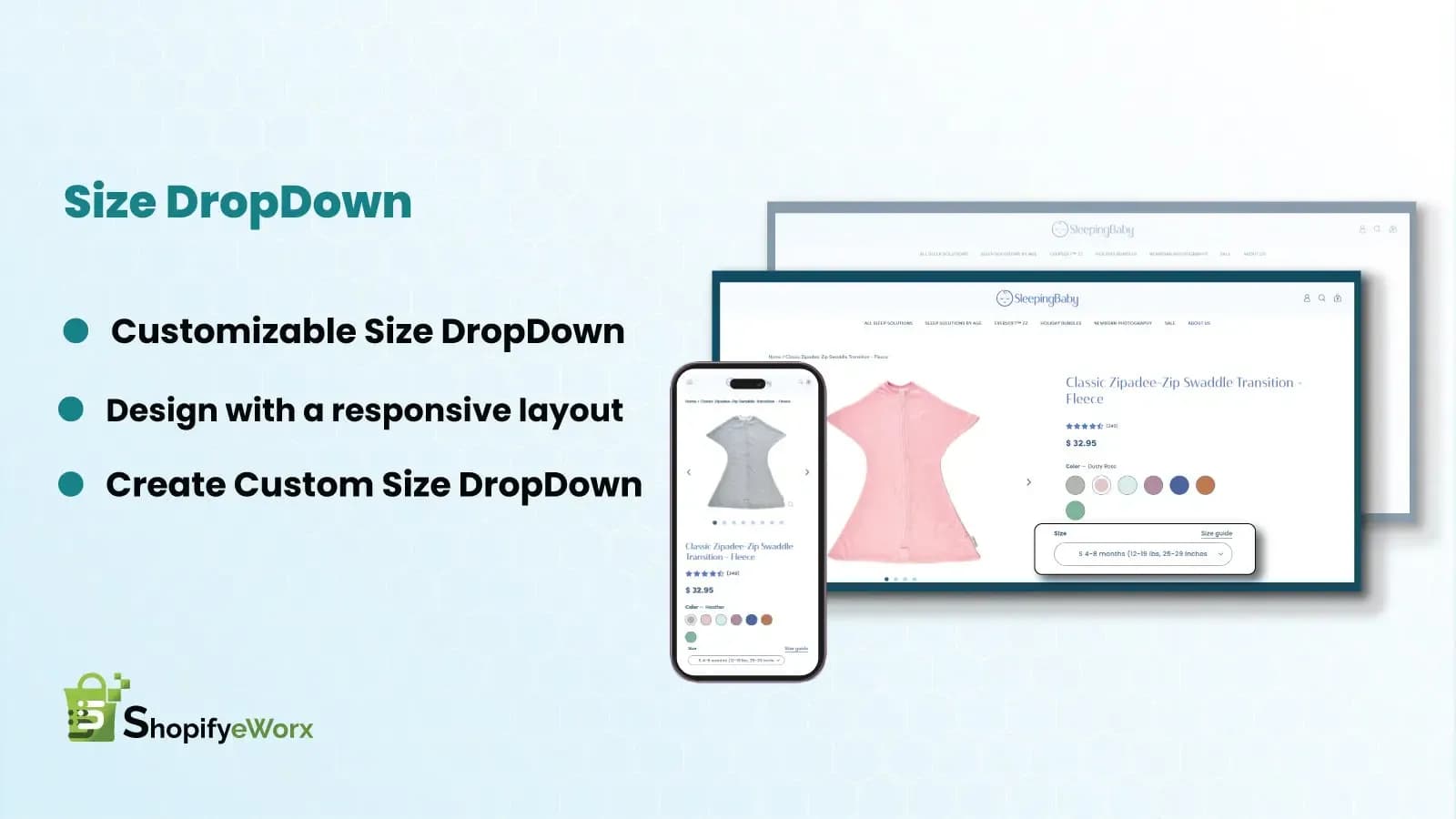 Size dropdown