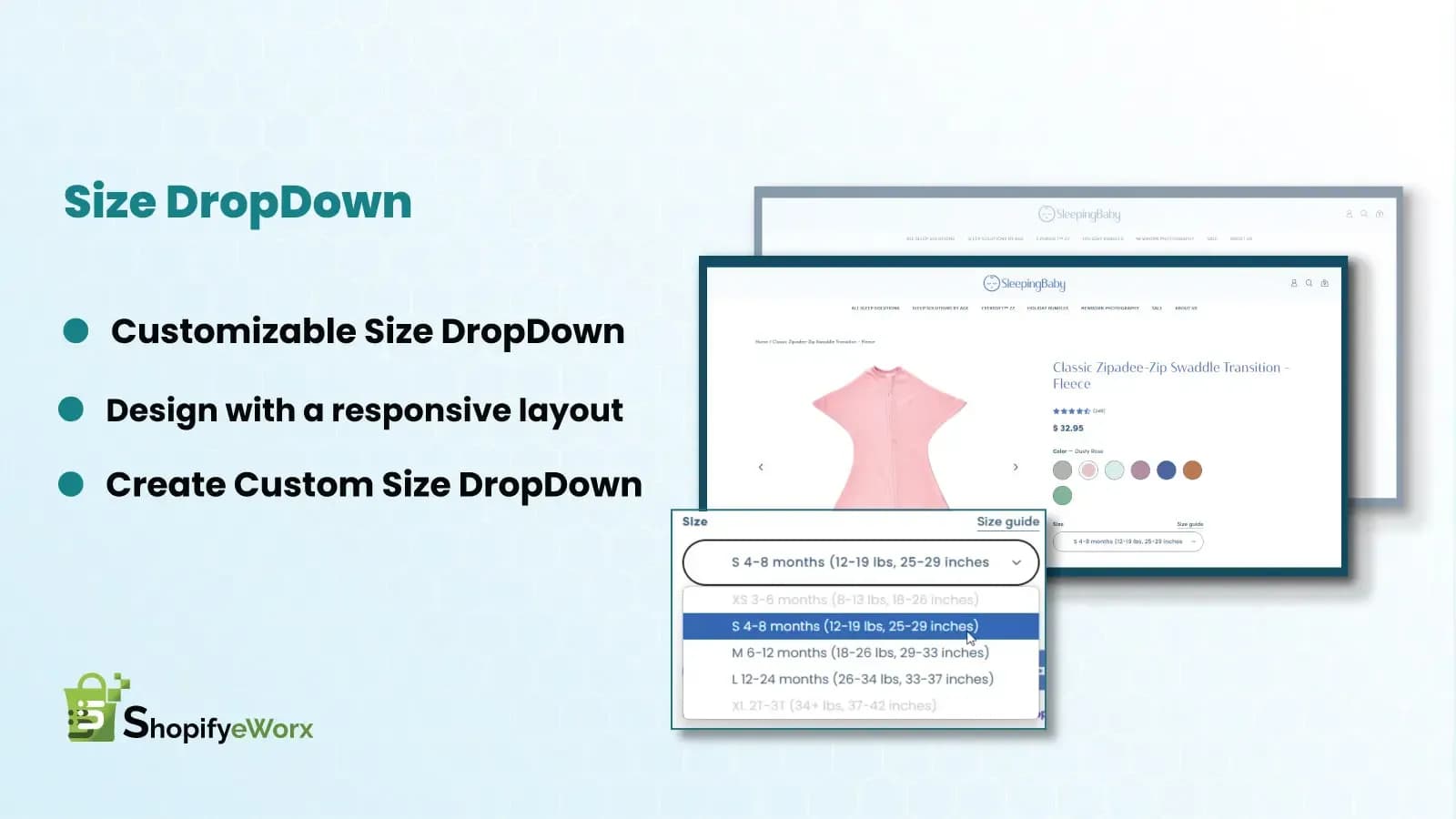 Size dropdown