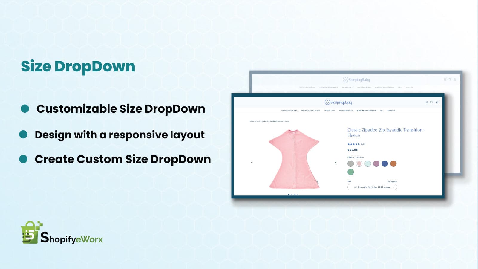 Size dropdown
