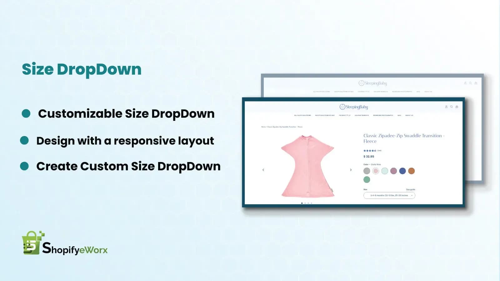 Size dropdown