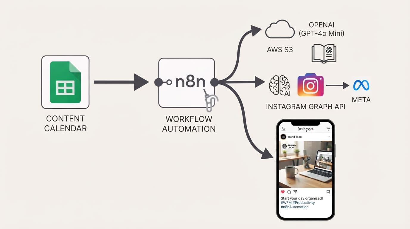 Publish Brand-Compliant Instagram Posts with OpenAI, Google Sheets, and S3