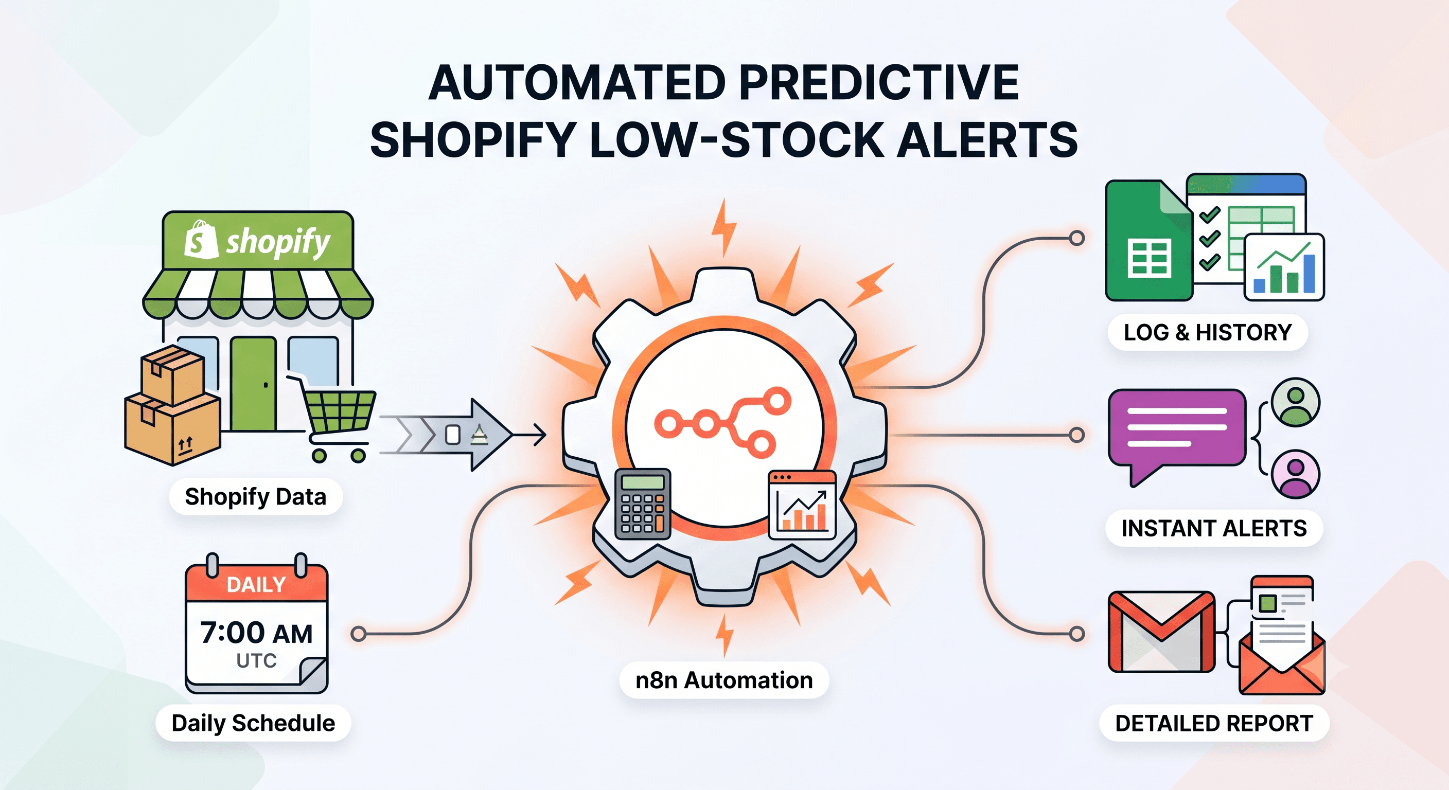 Send Predictive Shopify Low-Stock Alerts with Google Sheets, Slack, and Gmail
