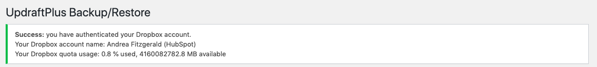 Returning to the WordPress dashboard after authentication
