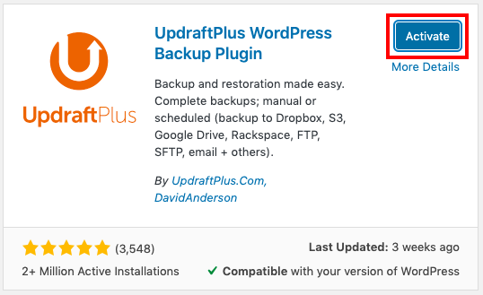 Activated plugins list in WordPress