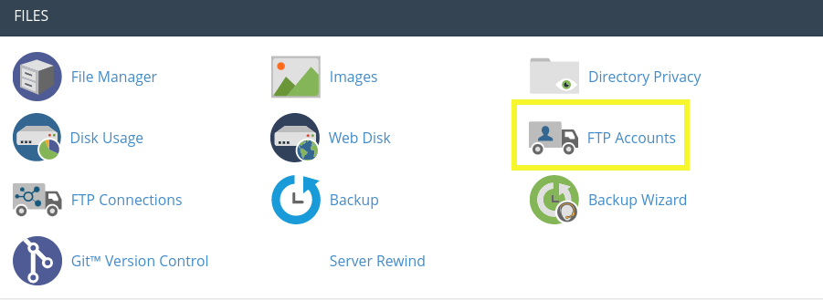 FTP Accounts section in cPanel